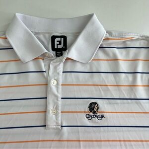 FJ Footjoy Blue Orange White Striped‎ Golf Polo XL